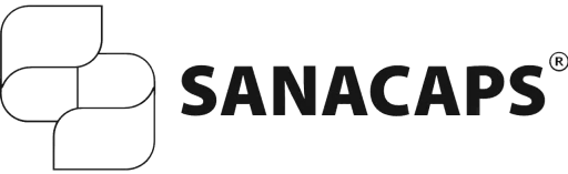 Logotipo oficial de Sanacaps, marca especializada en complementos alimenticios y cápsulas para la salud natural.