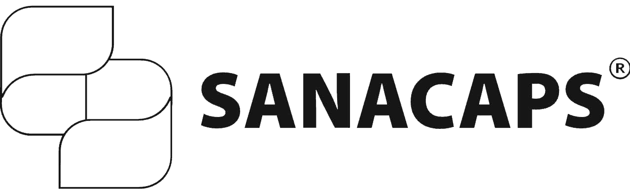 Logotipo oficial de Sanacaps, marca especializada en complementos alimenticios y cápsulas para la salud natural.