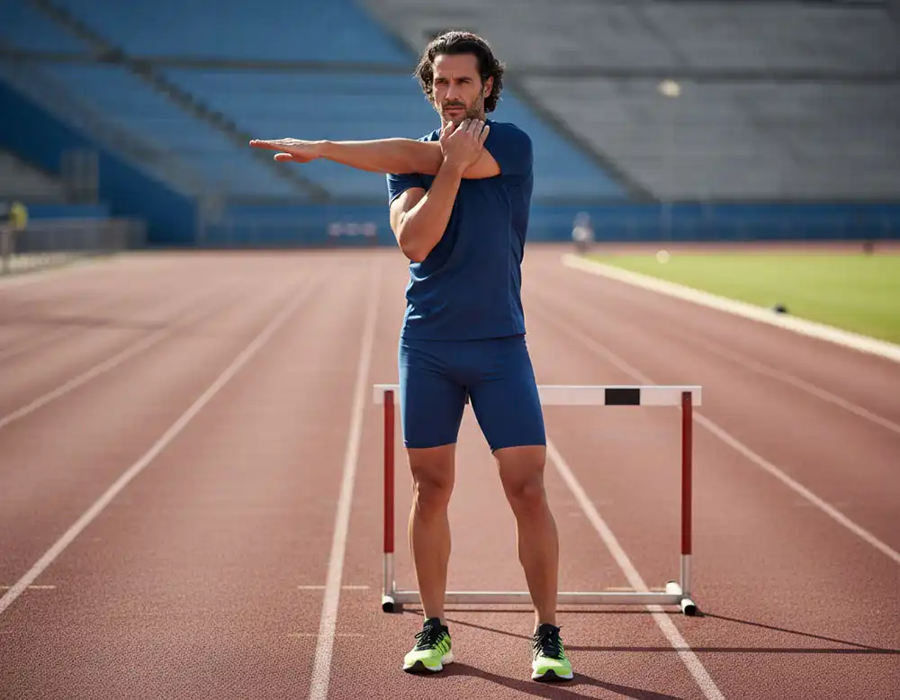 Deportista realizando ejercicios de estiramento para mantenimiento muscular y salud articular.