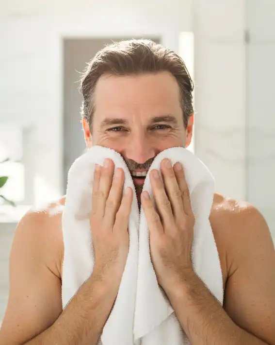 Hombre cuidando de la face para complementar el cuidado de la piel