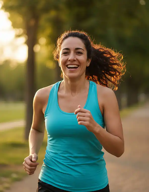 Persona corriendo en parque para mejorar salud cardiovascular con Omega 3.